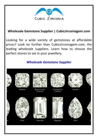 Wholesale Gemstone Supplier Cubiczirconiagem.com