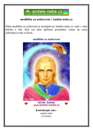 modlitba za uzdravení  Andele-nebe.cz