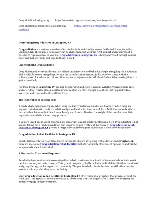 Overcoming Drug Addiction in Lexington, KY
