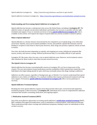 Understanding and Overcoming Opioid Addiction in Lexington, KY