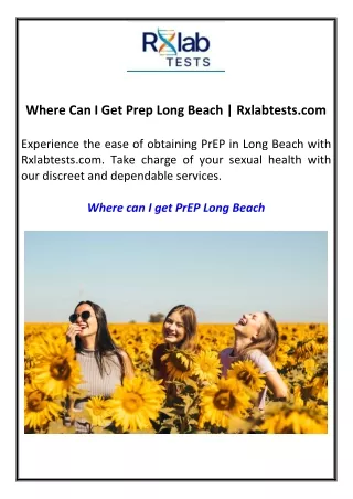 Where Can I Get Prep Long Beach  Rxlabtests.com