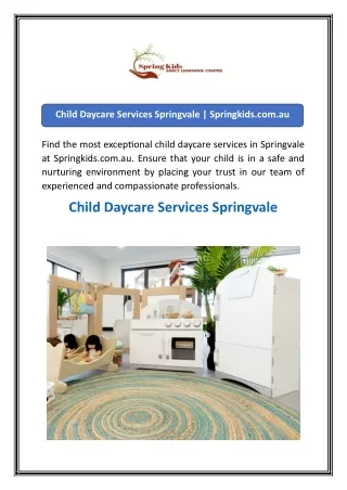 Child Daycare Services Springvale  Springkids.com