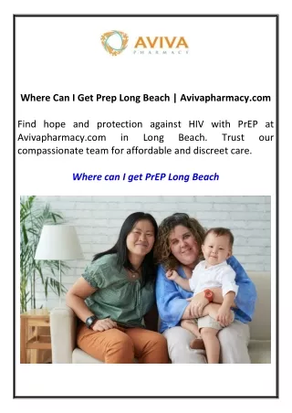 Where Can I Get Prep Long Beach  Avivapharmacy.com