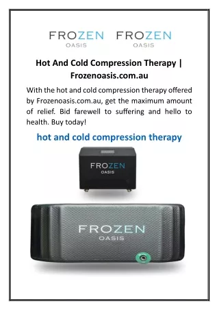 Hot And Cold Compression Therapy  Frozenoasis.com.au