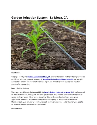 Garden Irrigation System