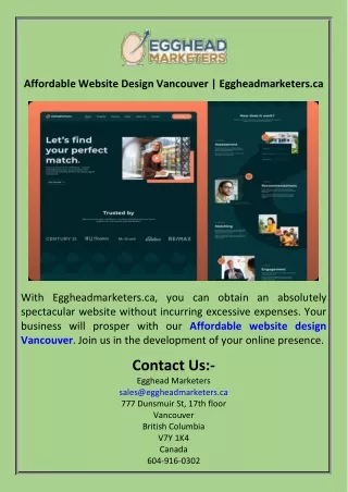Affordable Website Design Vancouver  Eggheadmarketers.ca