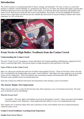 From Beginner to High Roller: Casino Crowd Feedback