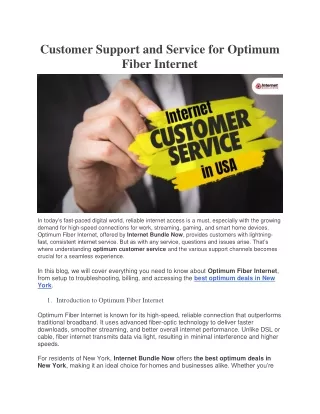Customer Support and Service for Optimum Fiber Internet