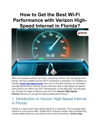 How to Get the Best Wi-Fi Performance with Verizon High-Speed Internet in Florida