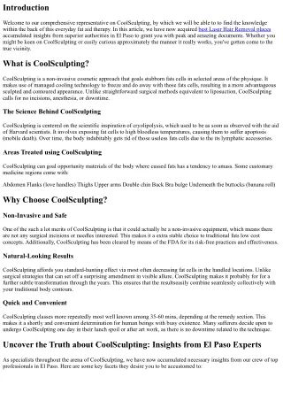 Uncover the Truth about CoolSculpting: Insights from El Paso Experts