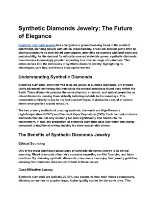 Synthetic Diamonds Jewelry_ The Future of Elegance