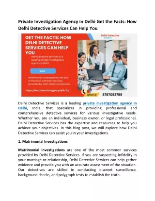 Private Investigation Agency in Delhi