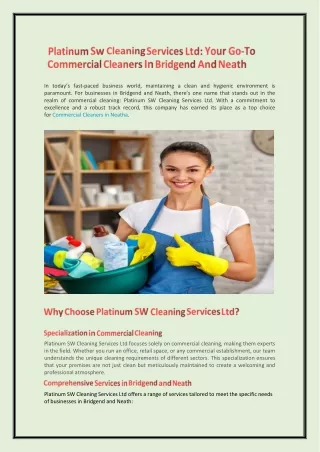 Platinum Sw Cleaning Services Ltd Your Go-To Commercial Cleaners In Bridgend And Neath