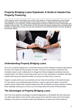 Property Bridging Loans Explained A Guide to Hassle-Free Property Financing
