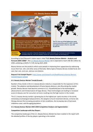 U.S. Beauty Devices Market Qualitative Insights On Application 2030