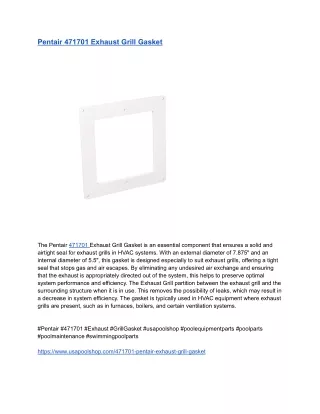 Pentair 471701 Exhaust Grill Gasket