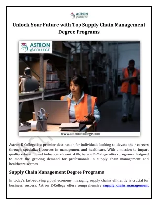 Unlock Your Future with Top Supply Chain Management Degree Programs