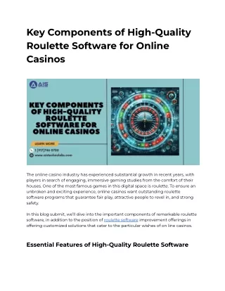 Key Components of High-Quality Roulette Software for Online Casinos