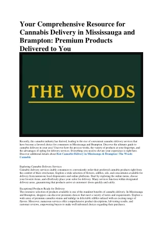 Best Cannabis Delivery in Mississauga & Brampton | The Woods Cannabis