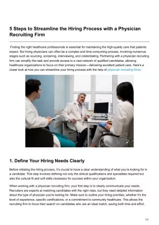 5 Steps to Streamline the Hiring Process with a Physician Recruiting Firm