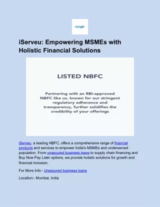 iServeu: Empowering MSMEs with Holistic Financial Solutions