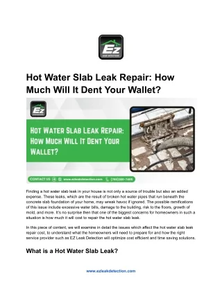 Hot Water Slab Leak Repair_ How Much Will It Dent Your Wallet