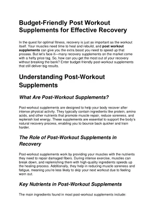 Budget-Friendly Post Workout Supplements for Effective Recovery (1)