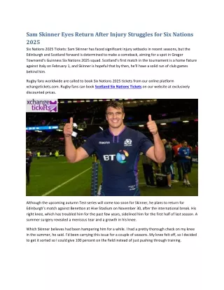 Sam Skinner Eyes Return After Injury Struggles for Six Nations 2025