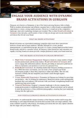 Engage Your Audience with Dynamic Brand Activations in Gurgaon