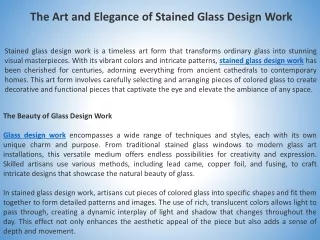 The Art and Elegance of Stained Glass Design Work