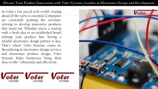 Elevate Your Product Innovation with Voler Systems Leaders in Electronics Design and Development