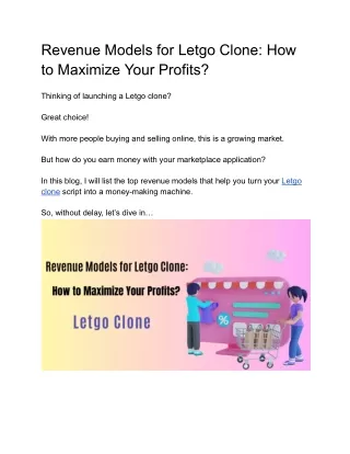 Revenue Models for Letgo Clone: How to Maximize Your Profits?