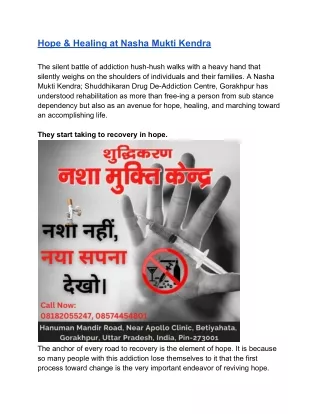 Hope & Healing at Nasha Mukti Kendra