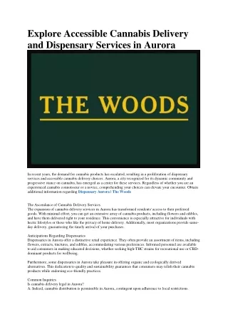 Weed Delivery Aurora | The Woods