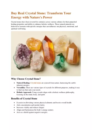 Buy Real Crystal Stone Transform Your Energy with Nature's Power