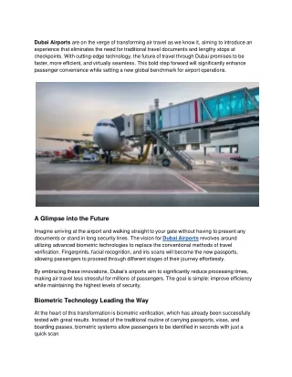 Dubai Airports to Revolutionize Travel_ No Stops, No Documents Soon