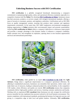Unlocking Business Success with ISO Certification