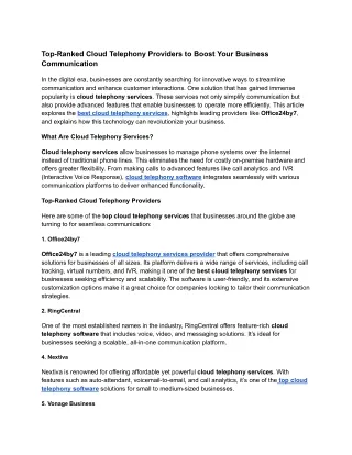 Top-Ranked Cloud Telephony Providers to Boost Your Business Communication
