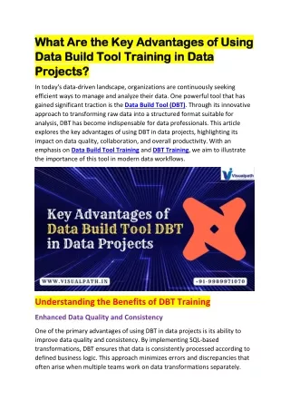 Data Build Tool Training | DBT Training