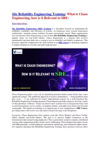 Site Reliability Engineering Online Training - SRE Course