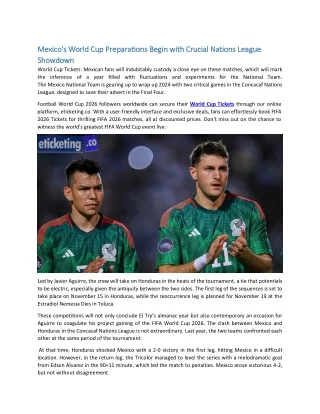 Mexico's World Cup Preparations Begin with Crucial Nations League Showdown