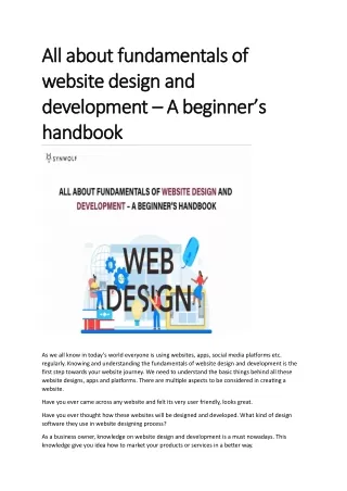 All about fundamentals of website design and development – A beginner’s handbook