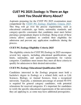 CUET PG 2025 Zoology: Is There an Age Limit You Should Worry About?