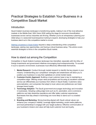 Pdf Practical Strategies to Establish Your Business in a Competitive Saudi Market