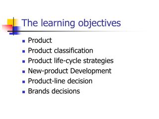 The learning objectives