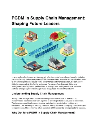 PGDM in Supply Chain Management_ Shaping Future Leaders