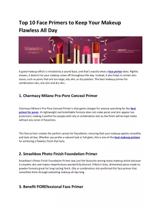 Top 10 Face Primers to Keep Your Makeup Flawless All Day