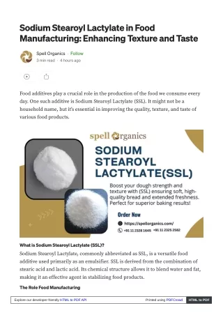 Sodium stearoyl lactylate from Spell Organics for Industrial Use