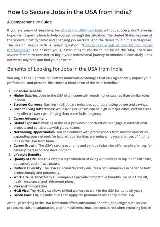 How to Secure Jobs in the USA from India