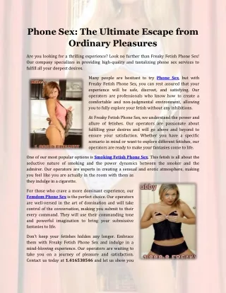 Phone Sex: The Ultimate Escape from Ordinary Pleasures